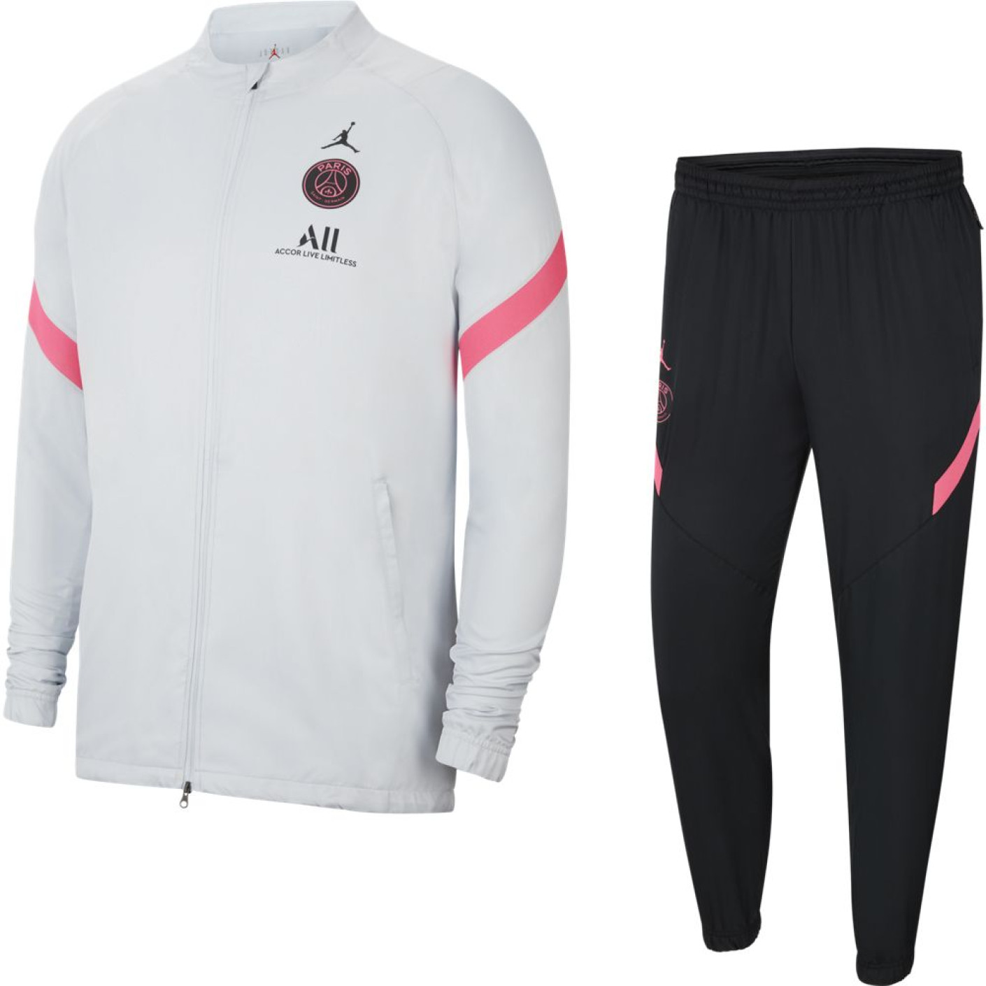 Nike Paris Saint Germain Strike Full Zip Survetement 2021 Platine Noir Rose Voetbalshop.be