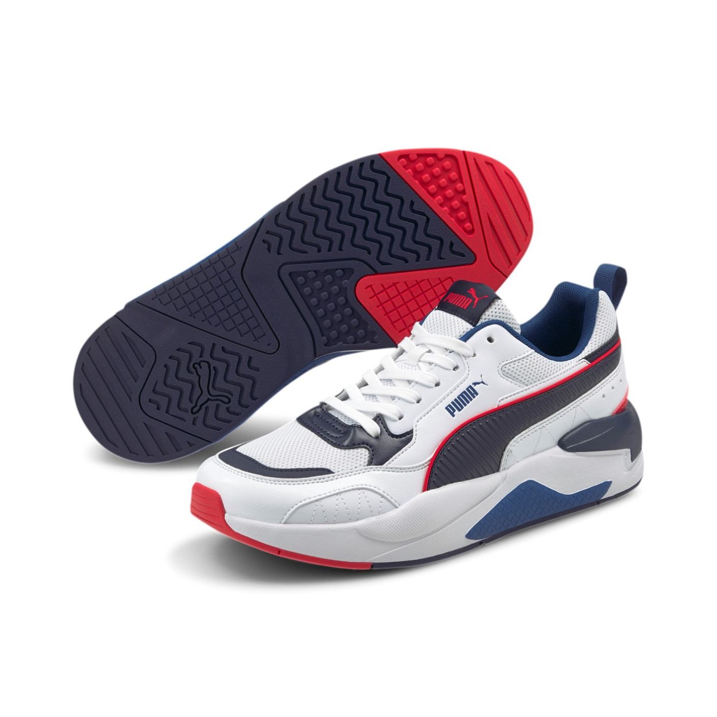 PUMA X-Ray 2 Square Wit Donkerblauw Limoges High Risk Red