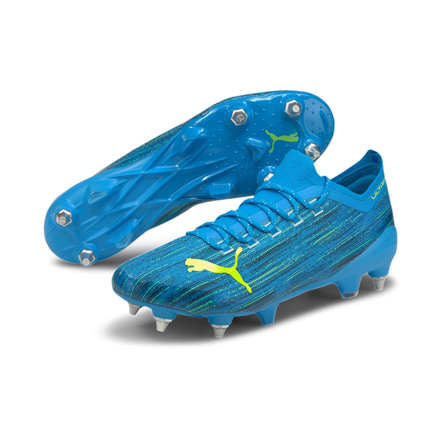Chaussures de foot Puma Ultra 1.2 Iron-Nop (SG) Bleu Jaune