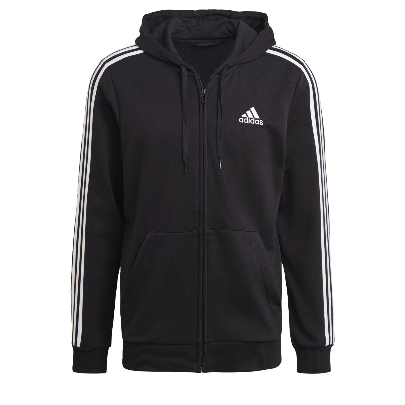 adidas Essentials 3-Stripes Full-Zip Hoodie Zwart Wit