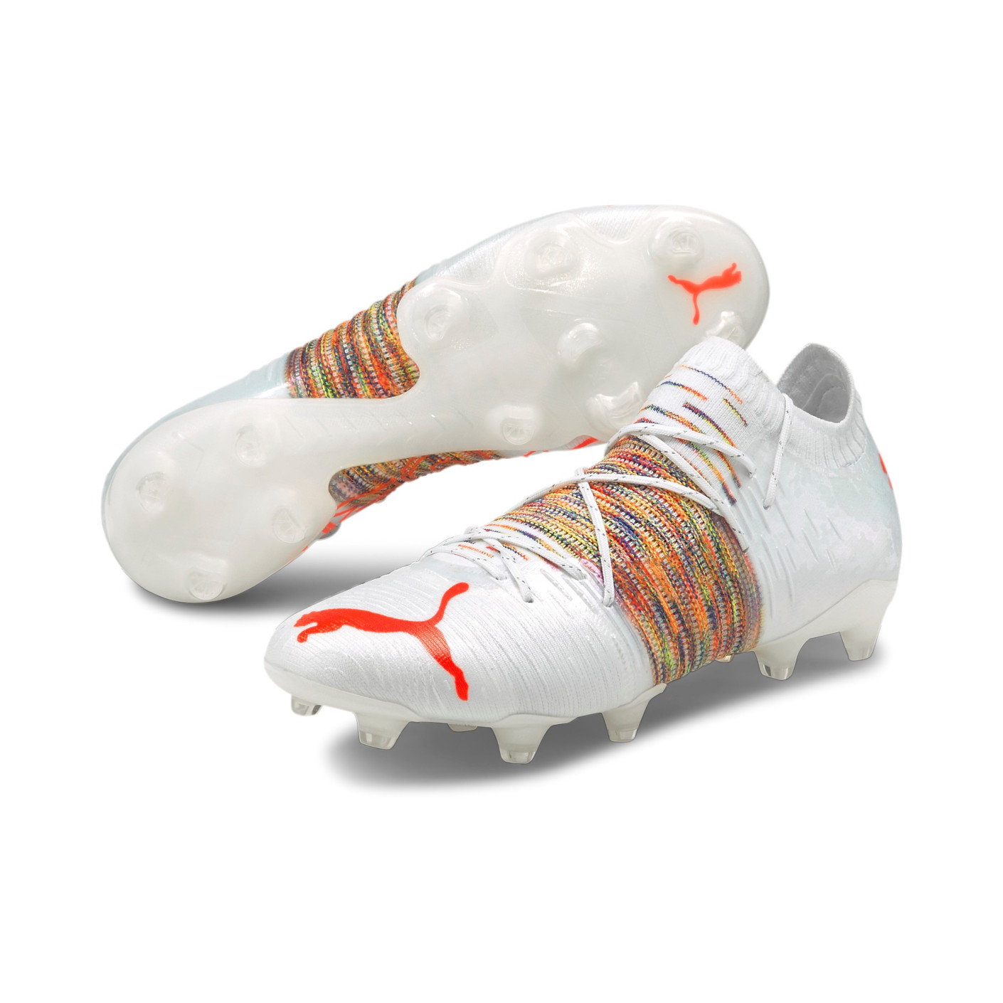PUMA FUTURE Z 1.1 Gazon Naturel Gazon Artificiel Chaussures de Foot (MG) Blanc Rouge