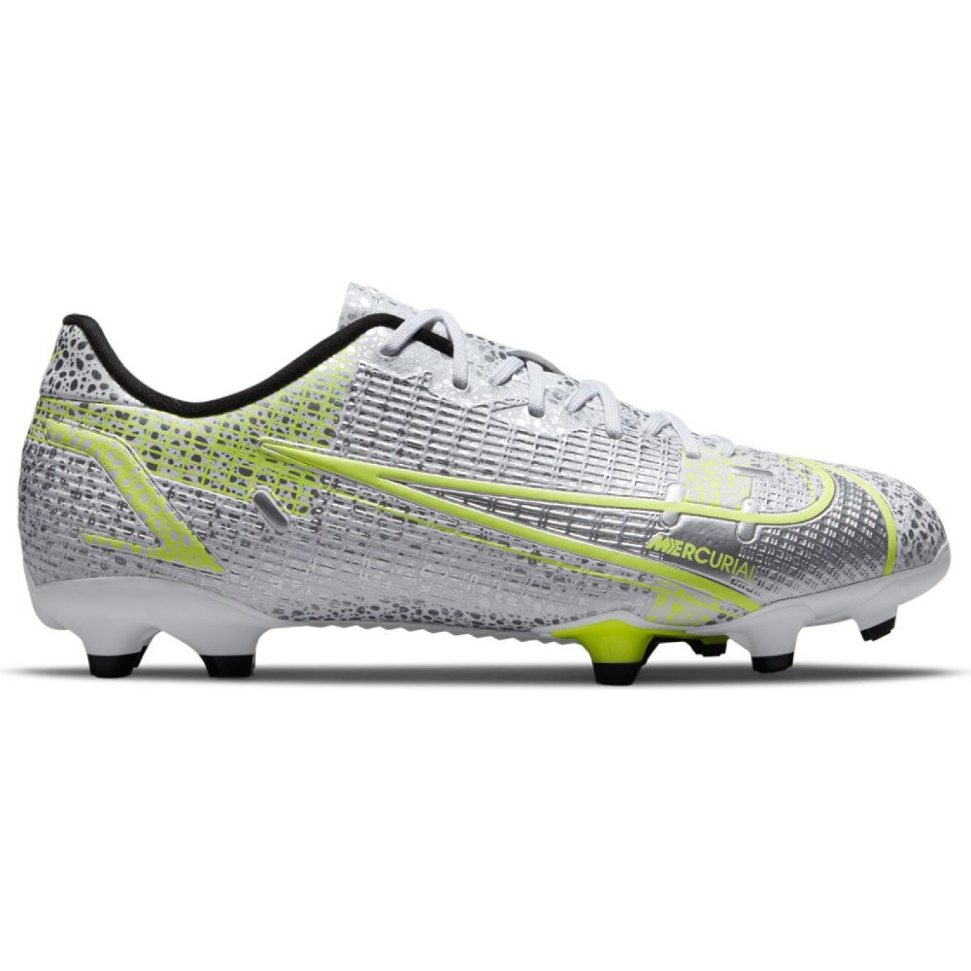 Nike Mercurial Vapor 14 Academy Grass/Artificial Turf Chaussures de Foot (MG) Enfants Blanc Noir Argent Jaune