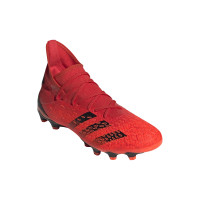 adidas Predator Freak.3 Terrain sec / artificiel Turf Chaussures de Foot (MG) Rouge Noir Rouge