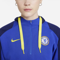 Nike Chelsea Travel Fleece Trainingspak 2021-2022 Dames Blauw Geel