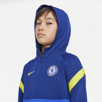 Nike Chelsea Fleece Sweat à Capuche Hoodie Half-Zip 2021-2022 Enfants Bleu Jaune