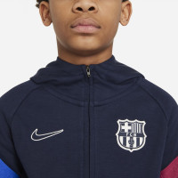 Nike FC Barcelona Fleece Hoodie Half-Zip 2021-2022 Kids Donkerblauw Rood Grijs