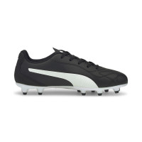 PUMA Monarch II Gazon Naturel Gazon Artificiel Chaussures de Foot (MG) Enfants Noir Blanc