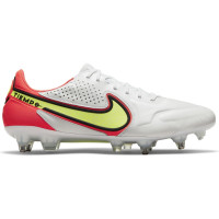 Nike Tiempo Legend 9 Elite Crampons Vissés Chaussures de Foot (SG) Anti-Clog Blanc Jaune Rouge