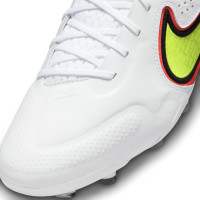 Nike Tiempo Legend 9 Elite Terrain sec Chaussures de Foot (FG) Blanc Jaune Rouge