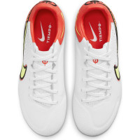 Nike Tiempo Legend 9 Pro Gazon Artificiel Chaussures de Foot (FG) Enfants Blanc Jaune Rouge