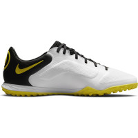 Nike Tiempo Legend 9 Pro React Turf Chaussures de Foot (TF) Blanc Gris Foncé Noir Jaune