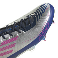 adidas F50 Ghosted LdC Gazon Naturel Chaussures de Foot (FG) Argent Rose Bleu