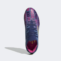 adidas X Speedflow Messi.1 Gazon Naturel Chaussures de Foot (FG) Enfants Bleu Rose Jaune