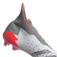 adidas Predator Freak+ Gazon Naturel Chaussures de Foot (FG) Blanc Gris Rouge