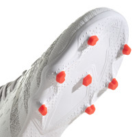 adidas Predator Freak.3 Gazon Naturel Chaussures de Foot (FG) Enfants Blanc Gris Rouge