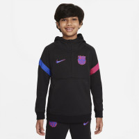 Nike FC Barcelona Fleece Hoodie Half-Zip 2021-2022 Kids Zwart Roze Blauw