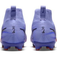 Nike Mercurial Superfly 8 Pro KM Gazon Naturel Chaussures de Foot (FG) Enfants Mauve Clair Argent