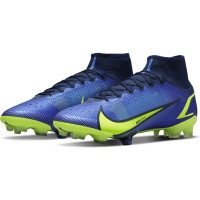 Nike Mercurial Superfly 8 Elite Grass Chaussures de Football (FG) Bleu Jaune Noir
