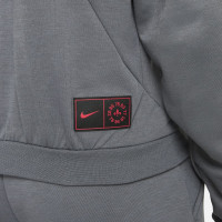 Nike Paris Saint Germain Fleece Sweat à Capuche Hoodie Half-Zip 2021-2022 Femmes Gris Foncé Noir Rouge