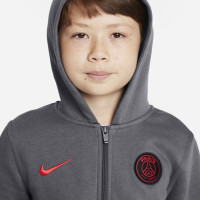 Nike Paris Saint Germain NSW Club Hoodie Full-Zip 2021-2022 Kids Donkergrijs Rood