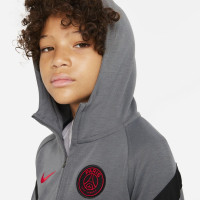 Nike Paris Saint Germain Fleece Sweat à Capuche Hoodie Half-Zip 2021-2022 Enfants Gris Foncé Noir Rouge