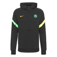 Sweat à capuche polaire Nike Inter Milan à demi-fermeture éclair 2021-2022 noir vert orange