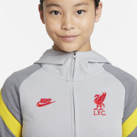 Nike Liverpool Travel Fleece Trainingspak 2021-2022 Kids Donkergrijs Geel