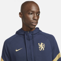 Sweat à capuche polaire Nike Chelsea à demi-fermeture éclair 2021-2022 bleu foncé doré