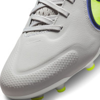 Nike Tiempo Legend 9 Pro Gazon Naturel Chaussures de Foot (FG) Gris Jaune Mauve
