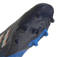 adidas Copa Sense.3 Sans Lacets Gazon Naturel Chaussures de Foot (FG) Bleu Foncé Blanc
