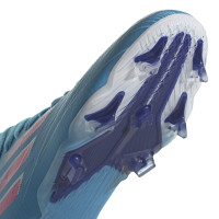 adidas X Speedflow.1 Gazon Naturel Chaussures de Foot (FG) Enfants Bleu Rose Blanc