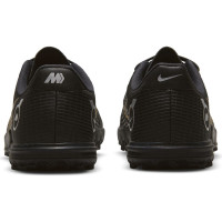 Nike Mercurial Vapor 14 Academy Turf Chaussures de Foot (TF) Enfants Noir Gris Foncé Or