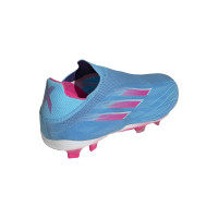adidas X Speedflow+ Gazon Naturel Chaussures de Foot (FG) Enfants Bleu Rose Blanc