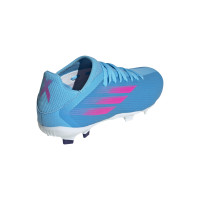 adidas X Speedflow.3 Gazon Naturel Chaussures de Foot (FG) Enfants Bleu Rose Blanc