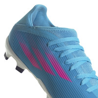 adidas X Speedflow.3 Gazon Naturel Chaussures de Foot (FG) Enfants Bleu Rose Blanc