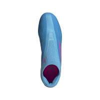 adidas X Speedflow.3 Sans Lacets Gazon Naturel Chaussures de Foot (FG) Bleu Rose Blanc