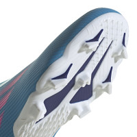 adidas X Speedflow.3 Sans Lacets Gazon Naturel Chaussures de Foot (FG) Enfants Bleu Rose Blanc