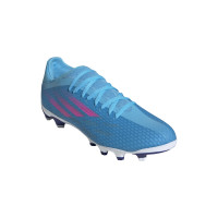adidas X Speedflow.3 Gras / Kunstgras Voetbalschoenen (MG) Blauw Roze Wit