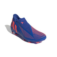 Adidas Predator Edge.3 Chaussures de football sans lacets sur gazon (FG) Bleu/rouge
