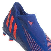 Adidas Predator Edge.3 Chaussures de football sans lacets sur gazon (FG) Bleu/rouge
