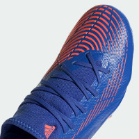 adidas Predator Edge.3 Gazon Naturel Chaussures de Foot (FG) Low Bleu Rouge