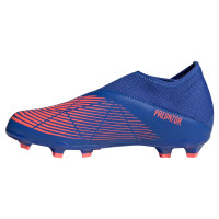 adidas Predator Edge.3 Sans Lacets Gazon Naturel Chaussures de Foot (FG) Enfants Bleu Rouge