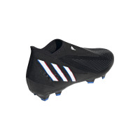 adidas Predator Edge.3 Veterloze Gras Voetbalschoenen (FG) Zwart Wit Rood
