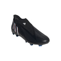 adidas Predator Edge.3 Veterloze Gras Voetbalschoenen (FG) Zwart Wit Rood