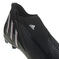 adidas Predator Edge.3 Veterloze Gras Voetbalschoenen (FG) Zwart Wit Rood