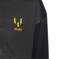 adidas Messi 10 Full Zip Sweat à Capuche Hoodie Enfants Noir Or Jaune