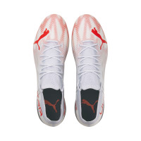 PUMA Ultra 1.4 First Mile Gazon Naturel Gazon Artificiel Chaussures de Foot (MG) Blanc Rouge
