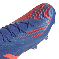 adidas Predator Edge.1 Gazon Naturel Chaussures de Foot (FG) Low Bleu Rouge