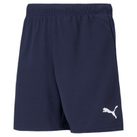PUMA teamRISE Short Football Enfants Bleu Foncé Blanc