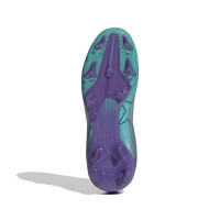 adidas X Speedflow+ Gazon Naturel Chaussures de Foot (FG) Enfants Mauve Turquoise Argent Rose